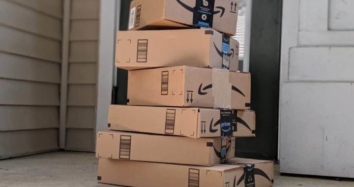 Amazon packages on doorstep